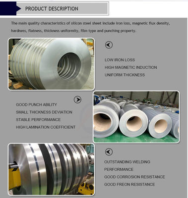 Technique Cold Rolled Non Oriented Silicon Steel Coil 50w470 50w600 50w800 50w1300 with and 0.2 50 mm Thickness