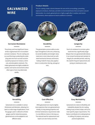 Smooth Surface Q195 Q235 BWG 16 18 20 22 Hot-Dip Galvanized Wire Galvanized Iron Wire for Punching and Processing Service